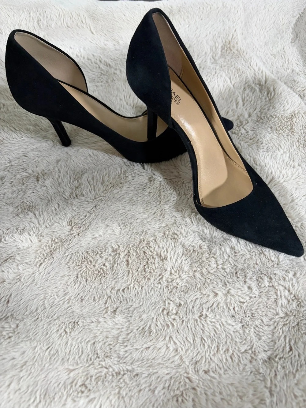Michael Kors Black Suede Pointed D'Orsay Heels